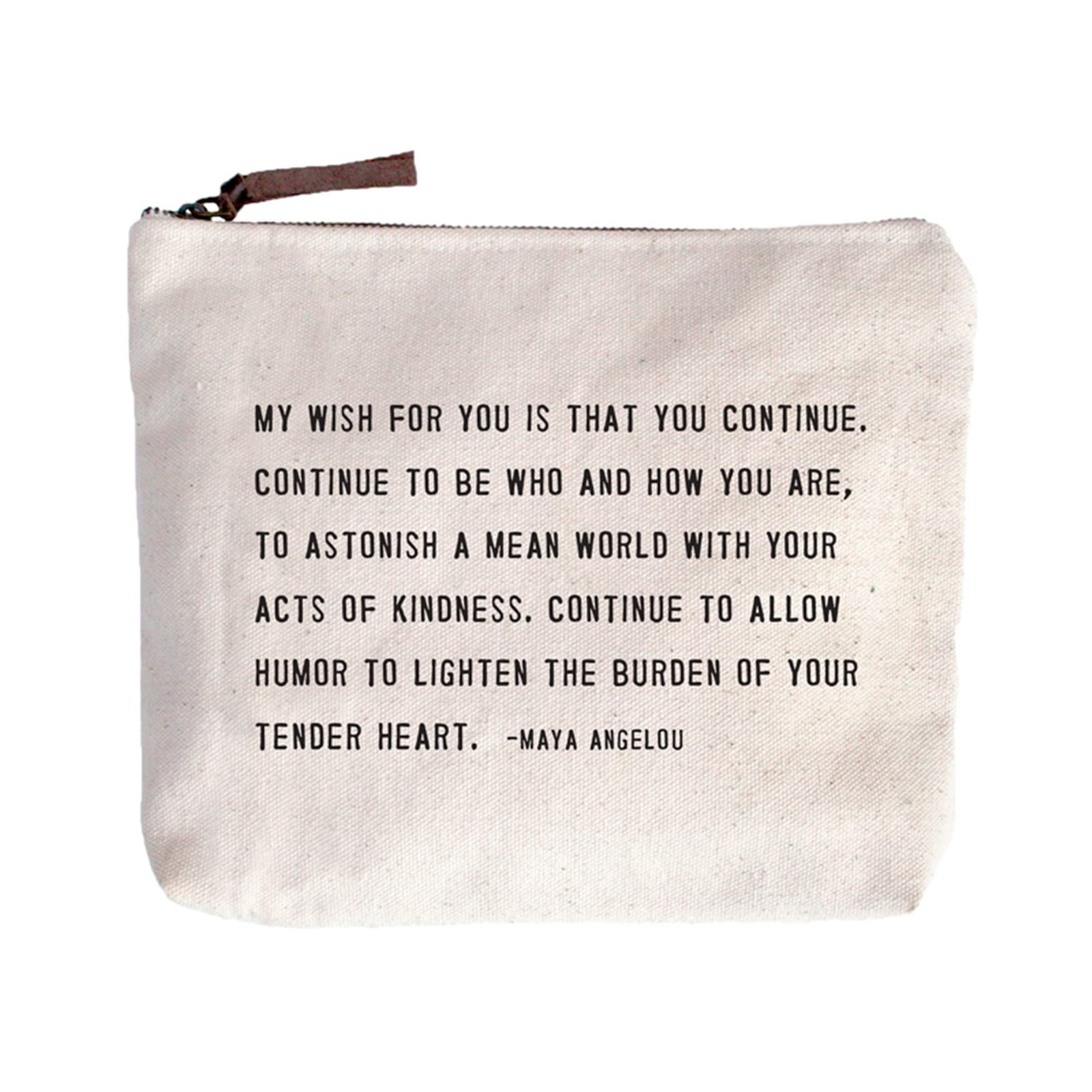 Sugarboo & Co. My Wish For You Canvas Zip Bag, Makeup Bag 9″ x 7″, Neutral