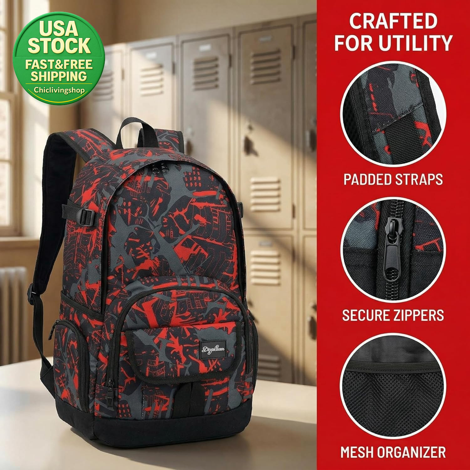 School Backpack Lightweight College Travel Bag Laptop Compartment