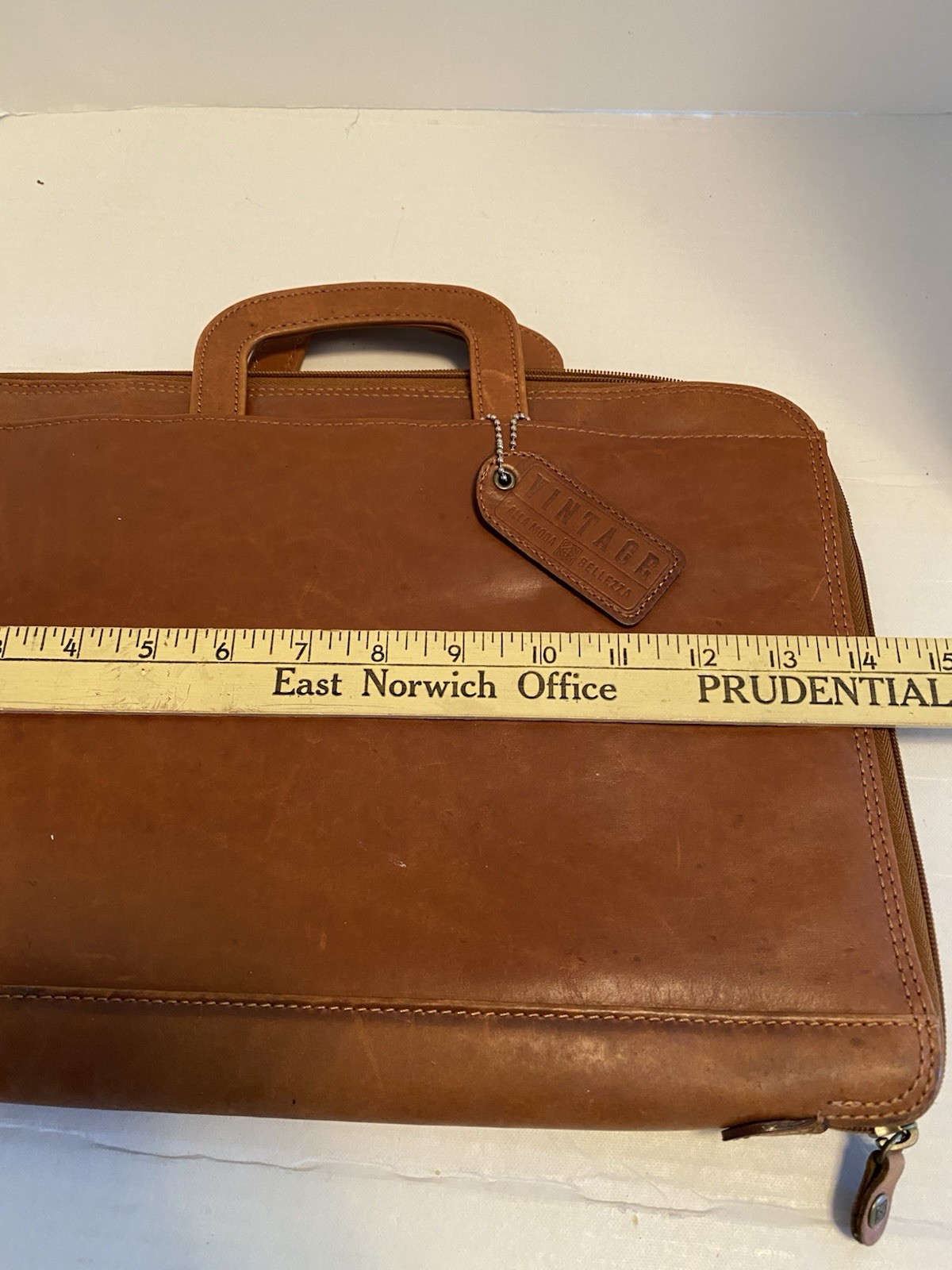 Wilson Brown Fine Leather Vtg Look Executive Briefcase Double Handled Zip Around