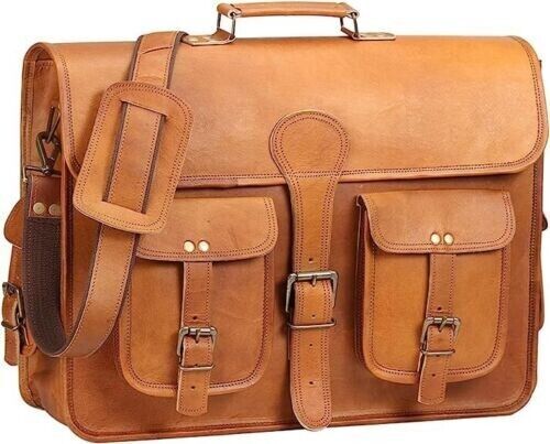 50 CM Men’s Leather Vintage Laptop Messenger Handmade Briefcase Bag Satchel