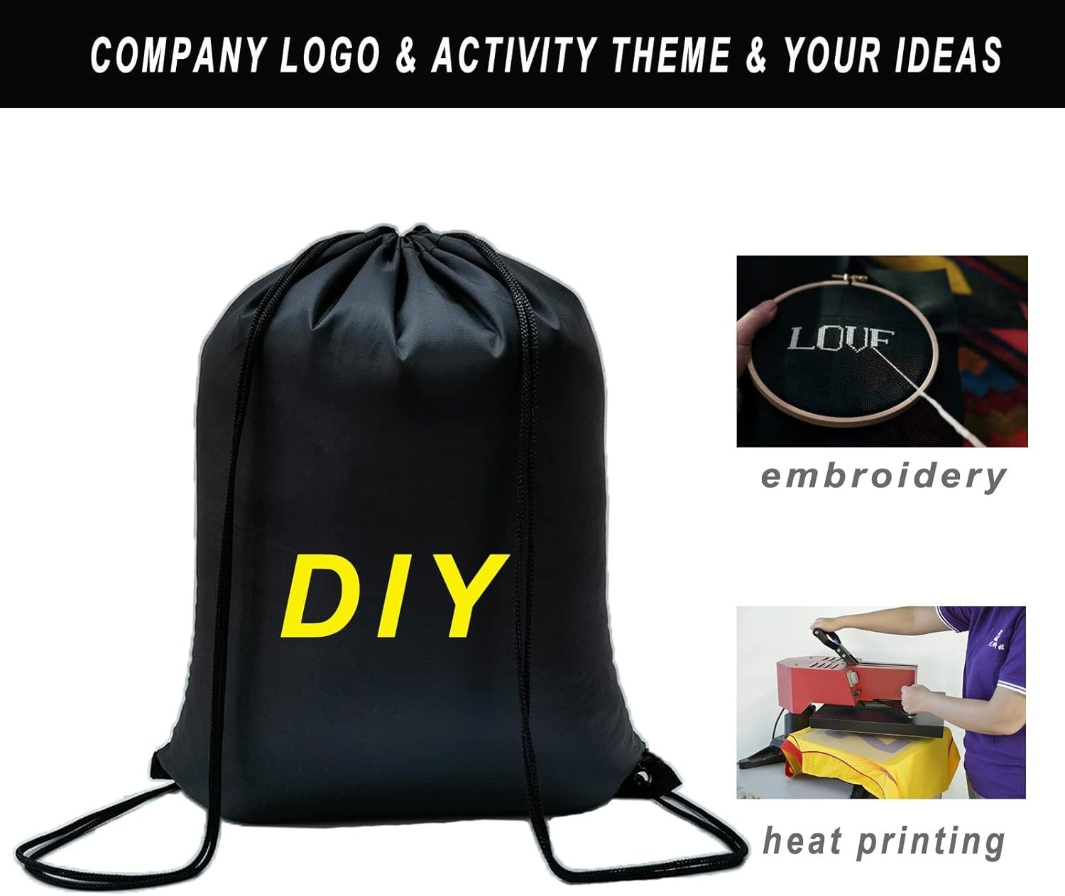 Durable Drawstring Bags (100-Pack) – Lightweight, Adjustable, & Machine Washable