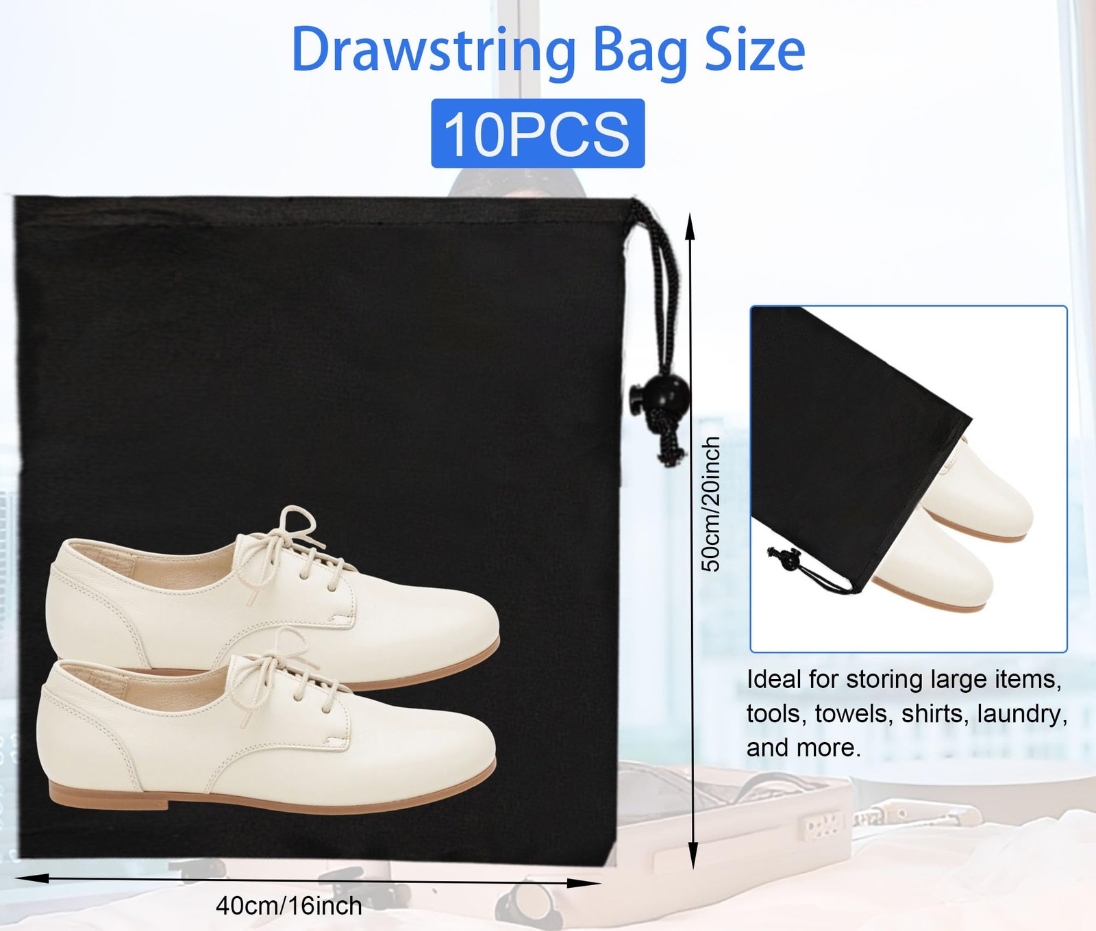 10-Pack Drawstring Bags with Toggle Closure – Lightweight & Durable Nylon Gym