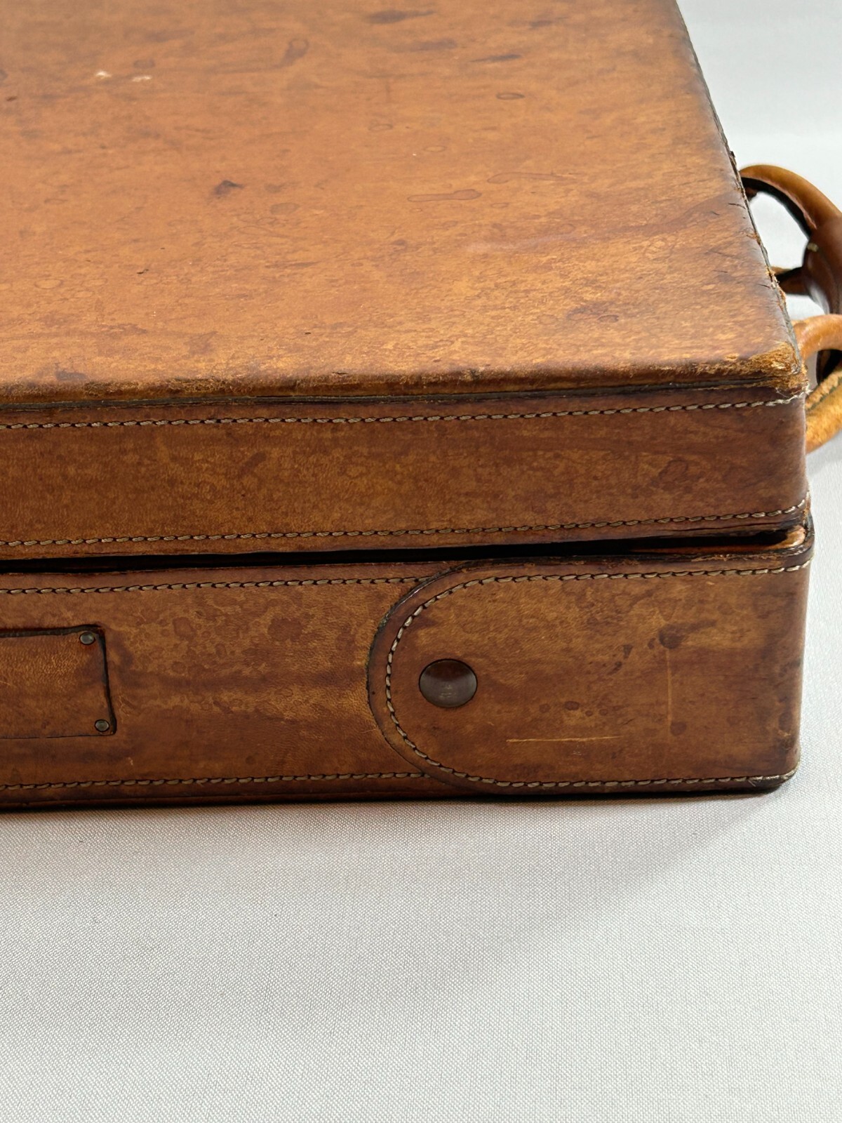Hartmann Luggage Briefcase – Leather Hard Sided Case – 1980s – Brown