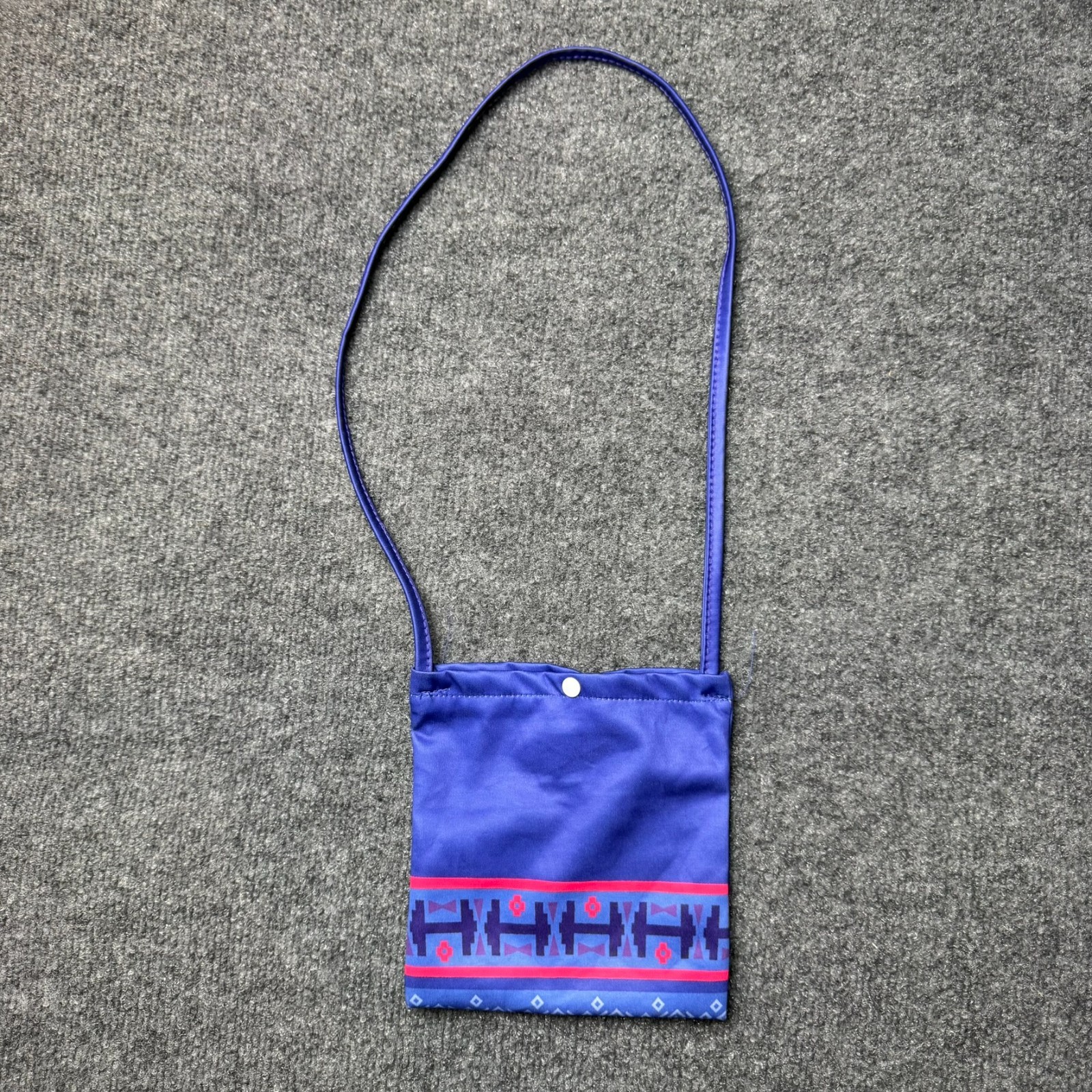 Men Pendleton Blue Geometric Aztec Print Small Crossbody Passport Snap Pouch BAG