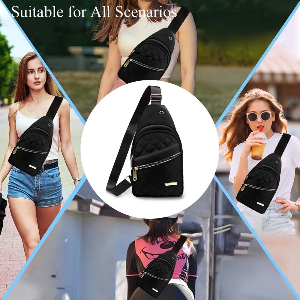 Versatile Multi-Pocket Wear-Resistant Quilted Sling Backpack Crossbody Chest Bag