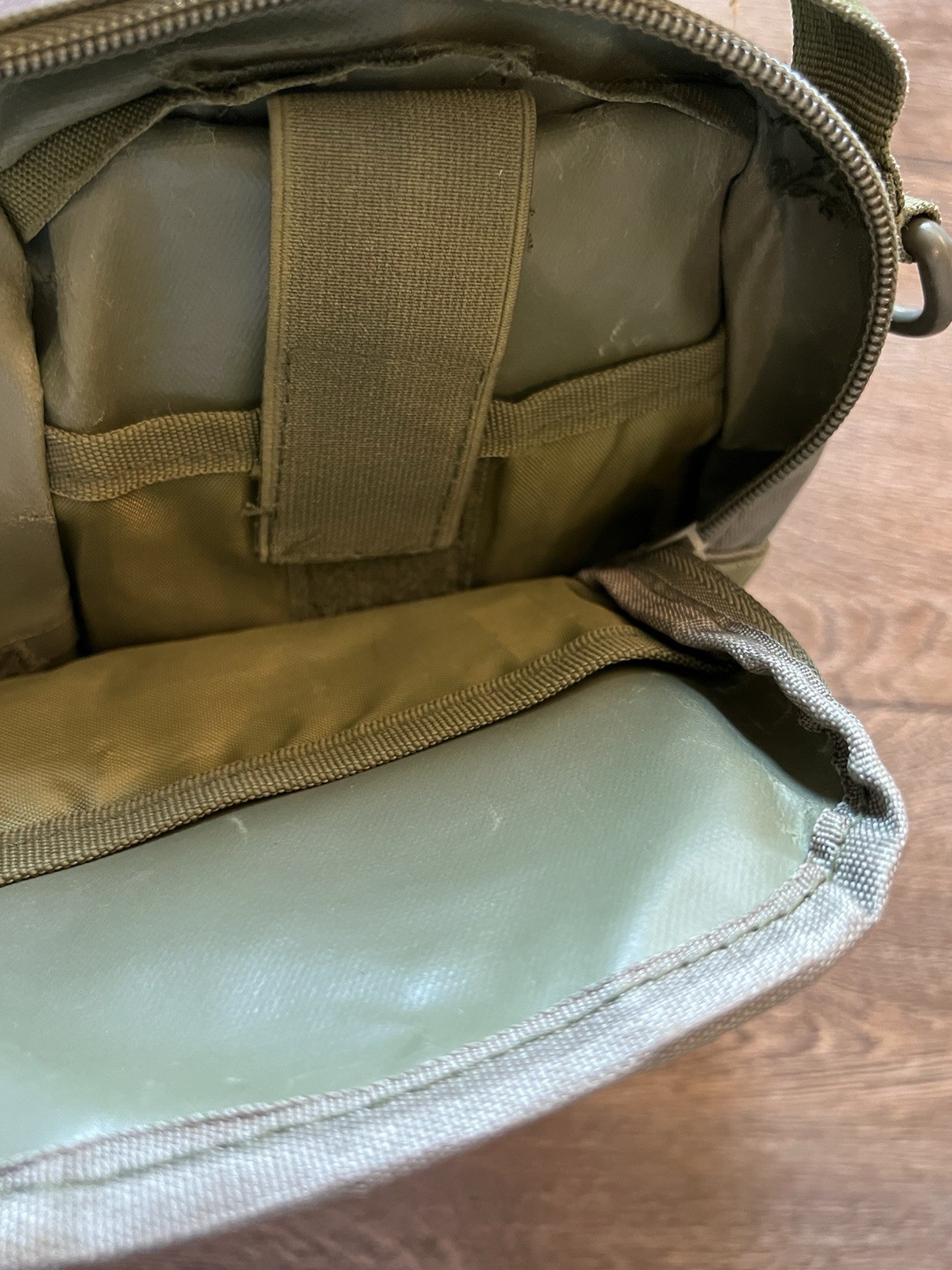 Green Nylon Tactical Multiple Compartments Heavy Duty Sling Bag *No Strap*