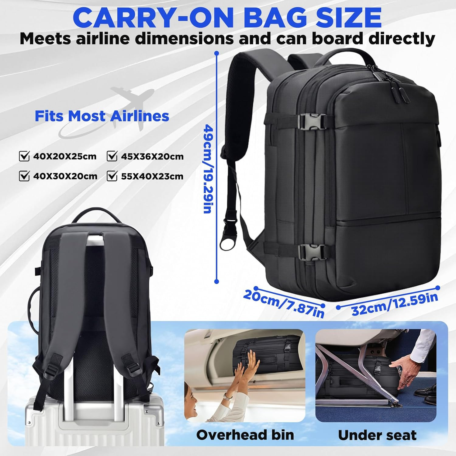 Waterproof Expandable Vacuum Backpack with Compression Bags & Pump – Black