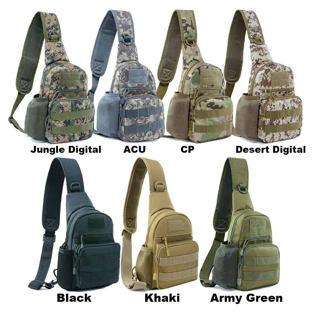 Tactical Camo Shoulder Bag with Water Bottle Pocket Daily Outdoor Sports Use