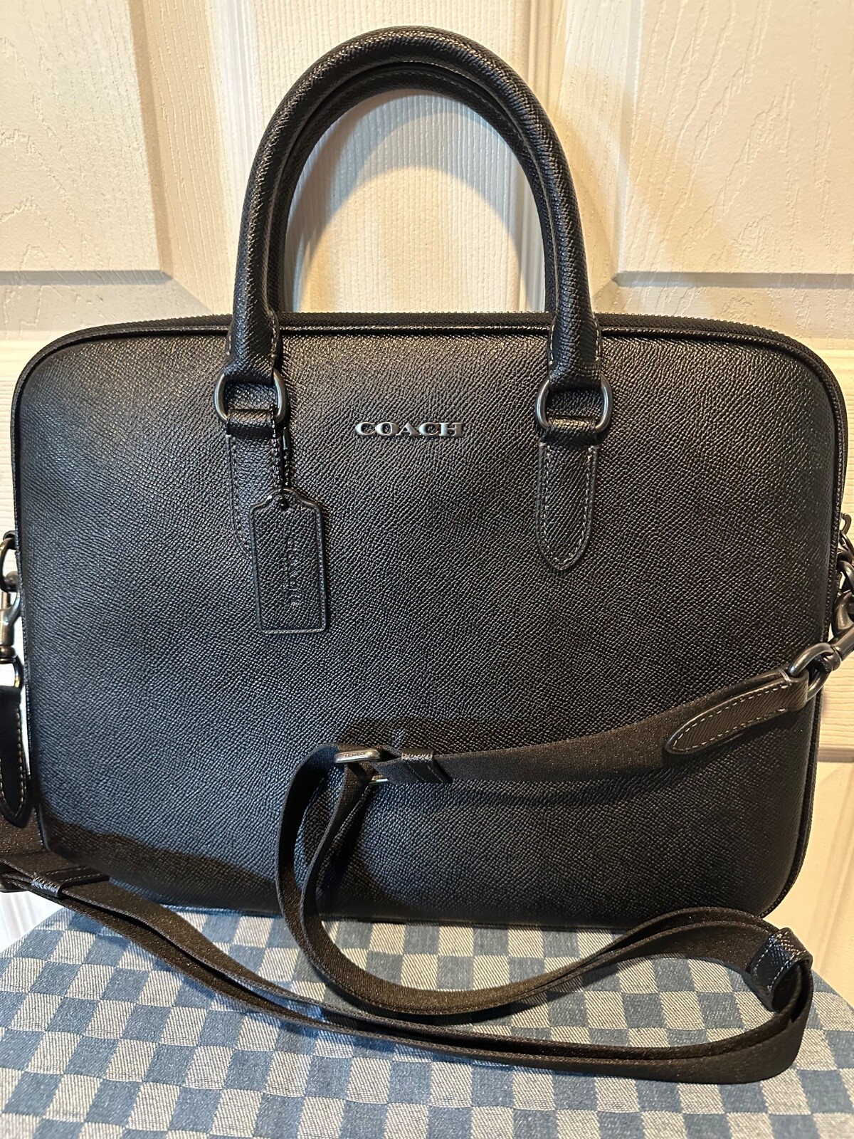Coach Unisex Liam Compact Brief Gunmetal and Black Hardware CJ652 NWT $450