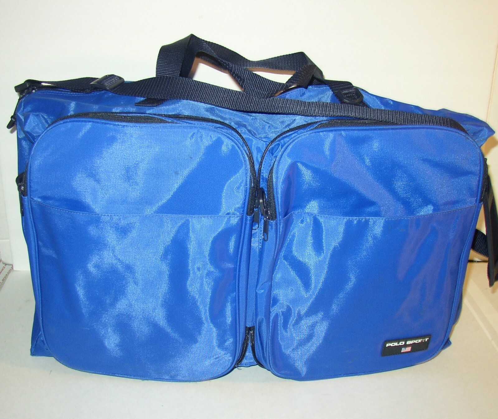 Vintage 90’s Large Ralph Lauren Polo Sport Blue Nylon Duffle Bag Strap & Handle
