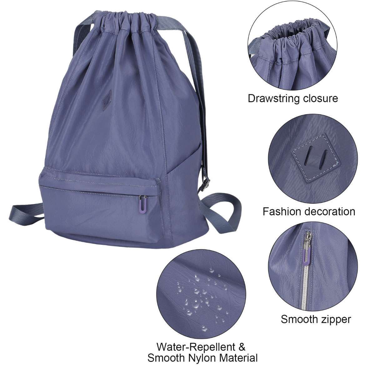 Waterproof Drawstring Bag Gym String Sackpack Cinch Shoulder Backpack Women Men