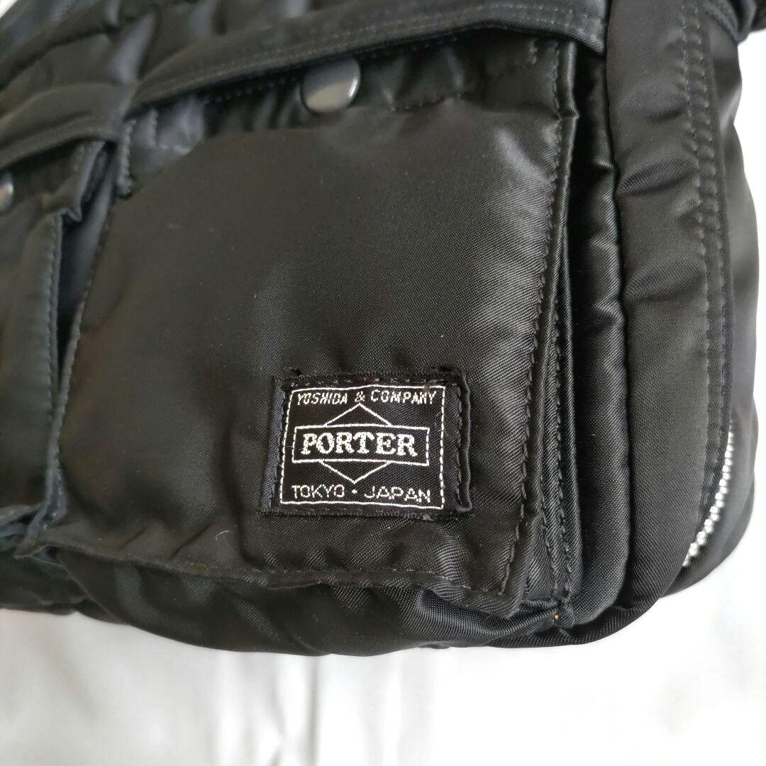 PORTER Tanker Black 2 Layer Shoulder Bag S Nylon Double Zip Japan 27cm 17cm 8cm