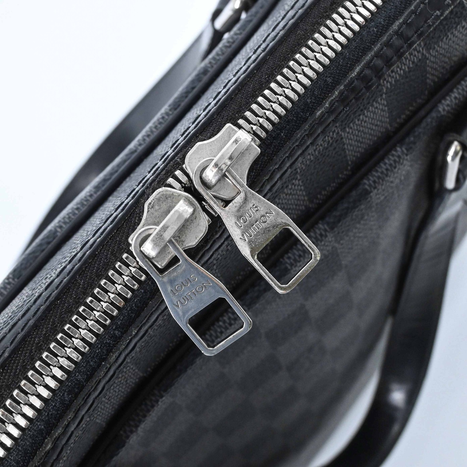 Louis Vuitton Damier Graphite Document Bag Business Briefcase Leather Black