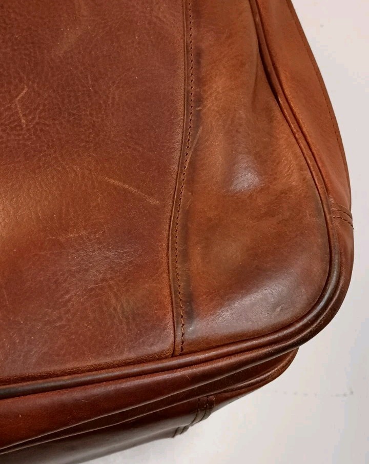 Bosca Old Leather Amber Stringer Briefcase Laptop Bag Vintage Large READ Vintage