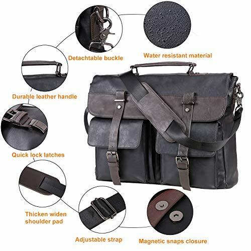 Leather Messenger Bag For Men 15.6 Inch Vintage Laptop Bag Briefcase Satchel