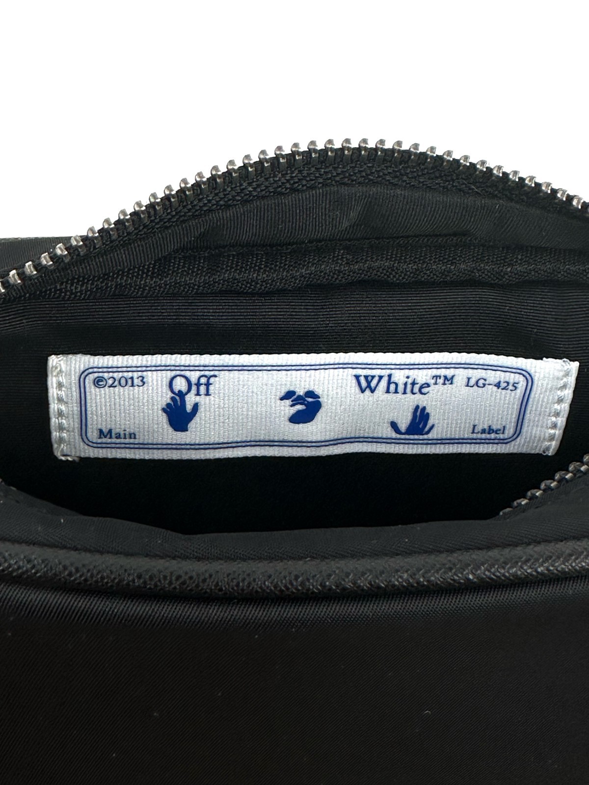 Off-White Mini Logo Print Nylon Fabric Zipped Messenger Crossbody Bag Black