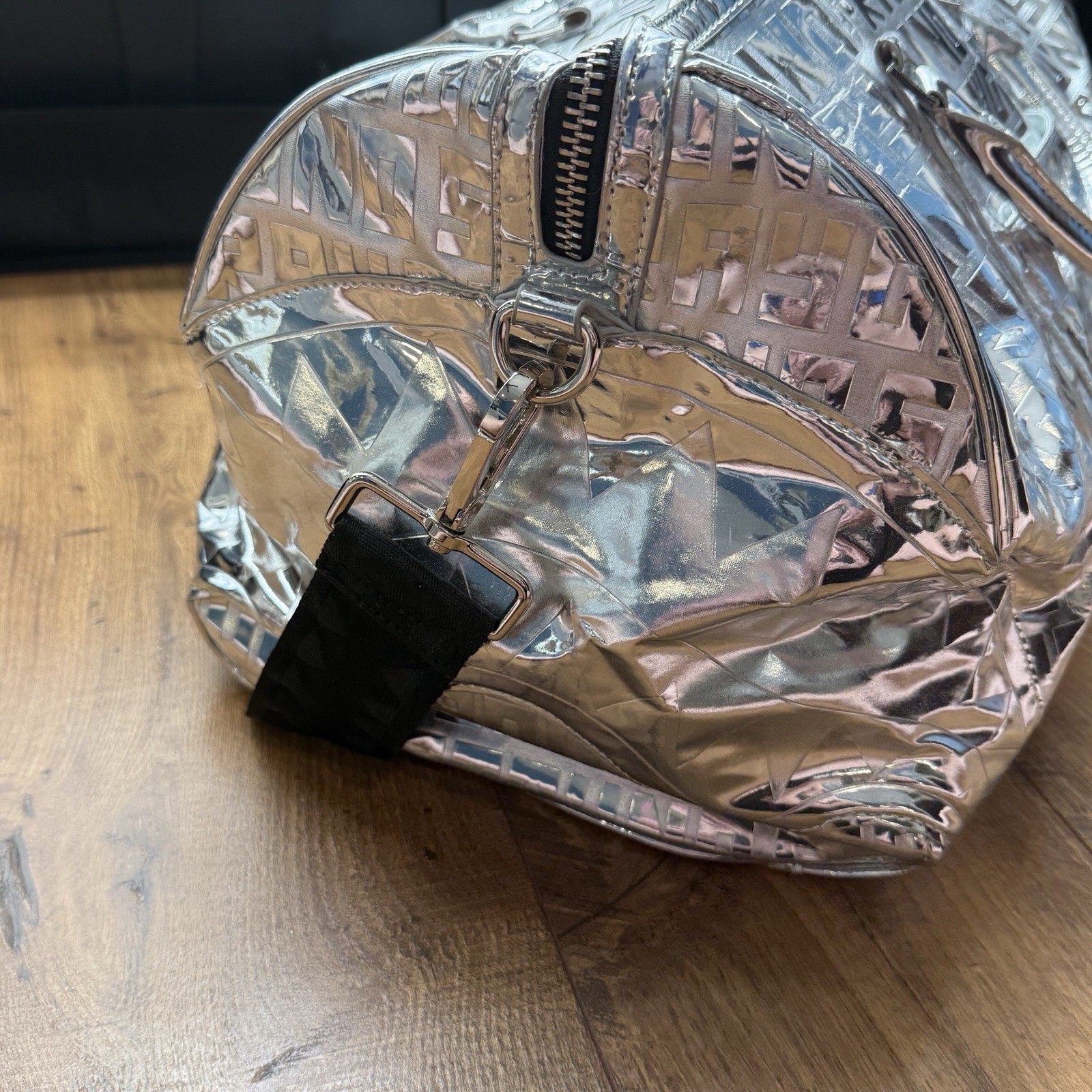 Sprayground Limited Edition Future Titan Metallic Silver Duffle Bag RARE