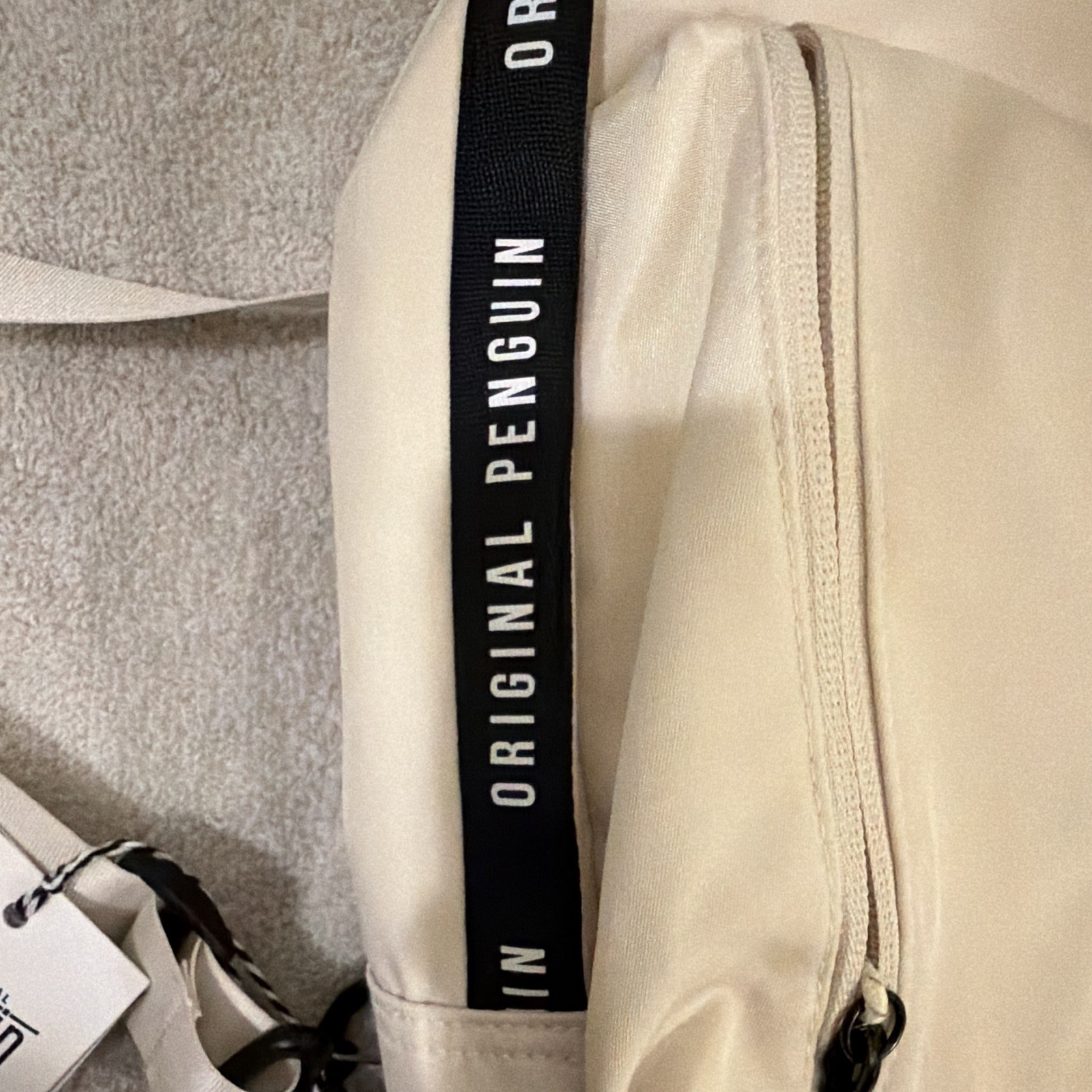 Original Penguin Beige Small Crossbody Bag Zip Closure, Inner Pockets