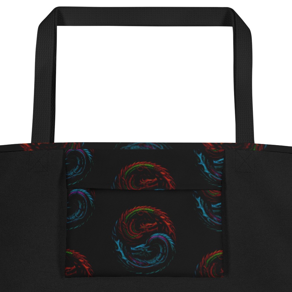 Yin Yang Dragon Tote Bag Fire & Ice Chinese Symbol Ouroboros Mythic Gift