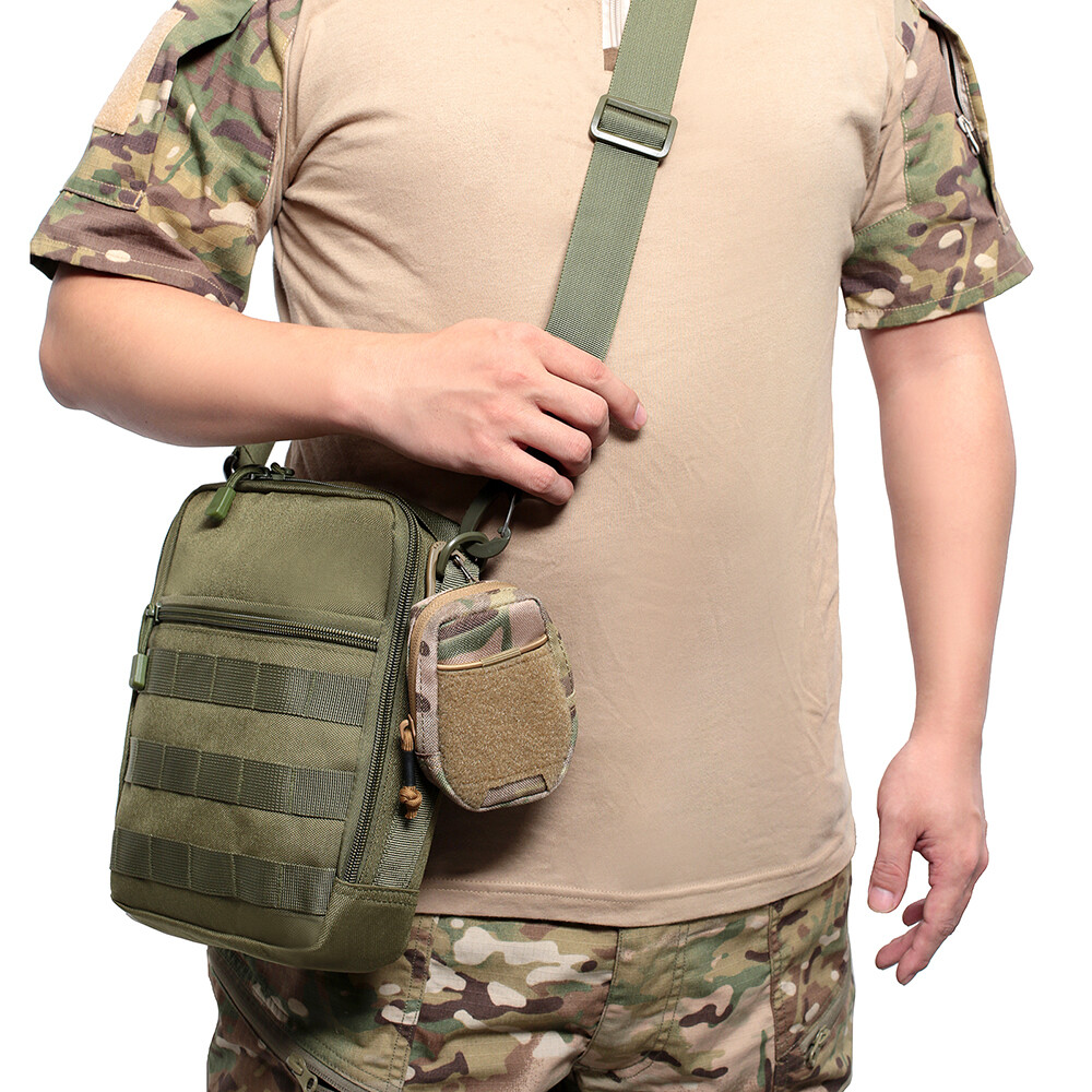 Men Tactical Molle Keychain Pouch Portable Mini EDC Pocket Coin Key Earphone Bag