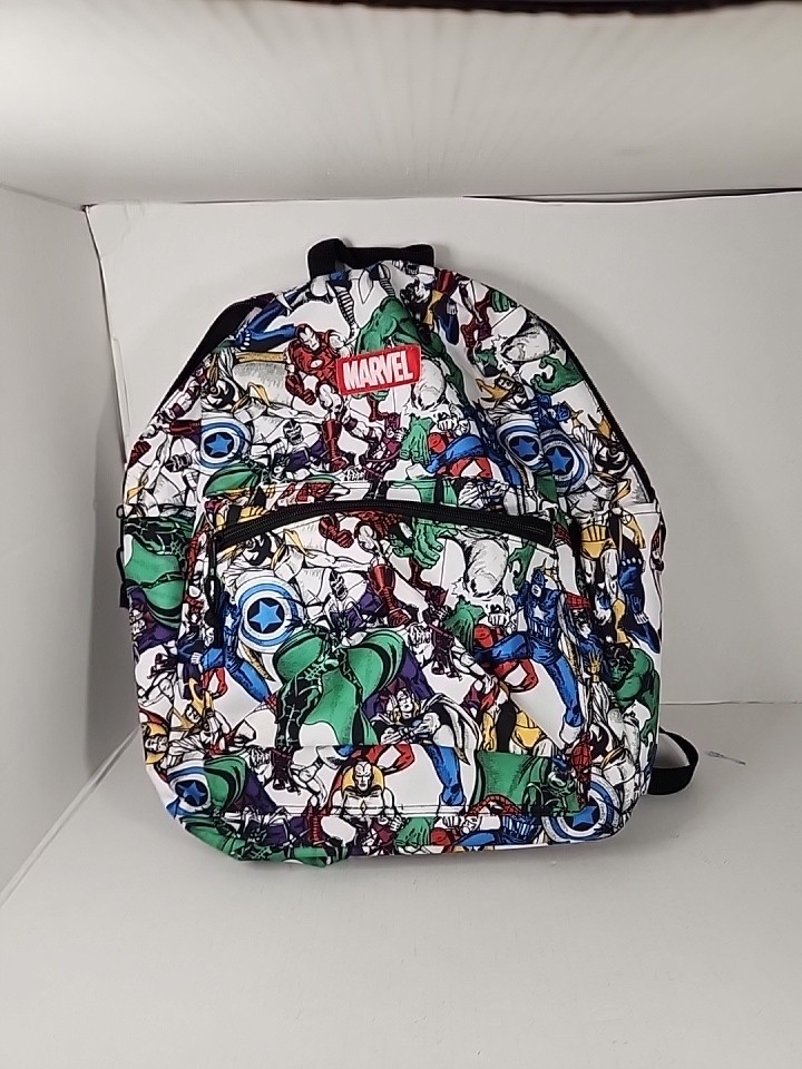 Marvel Comics Avengers 16″ Backpack With Spiderman, Ironman, Hulk, And Many More