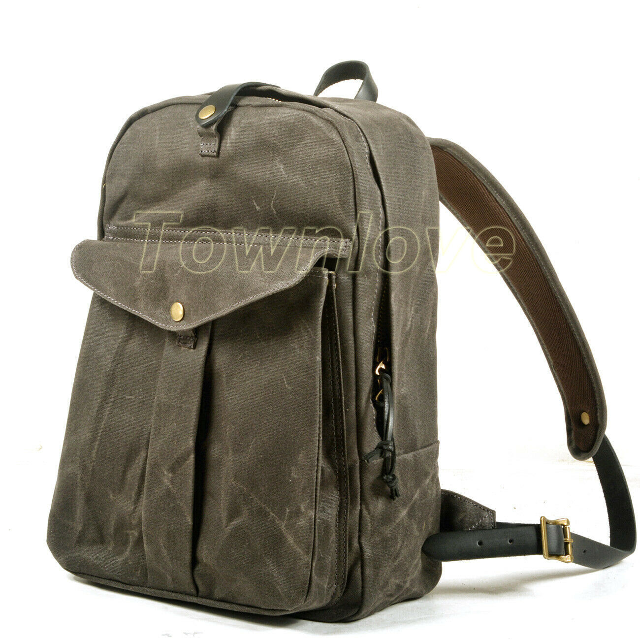 Retro Waterproof Oil Wax Canvas Knapsack Computer Travel School Bag Outdoor Bag