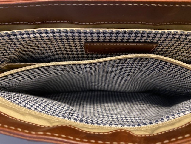 Boconi Cognac Leather Padded Briefcase w/Compartments