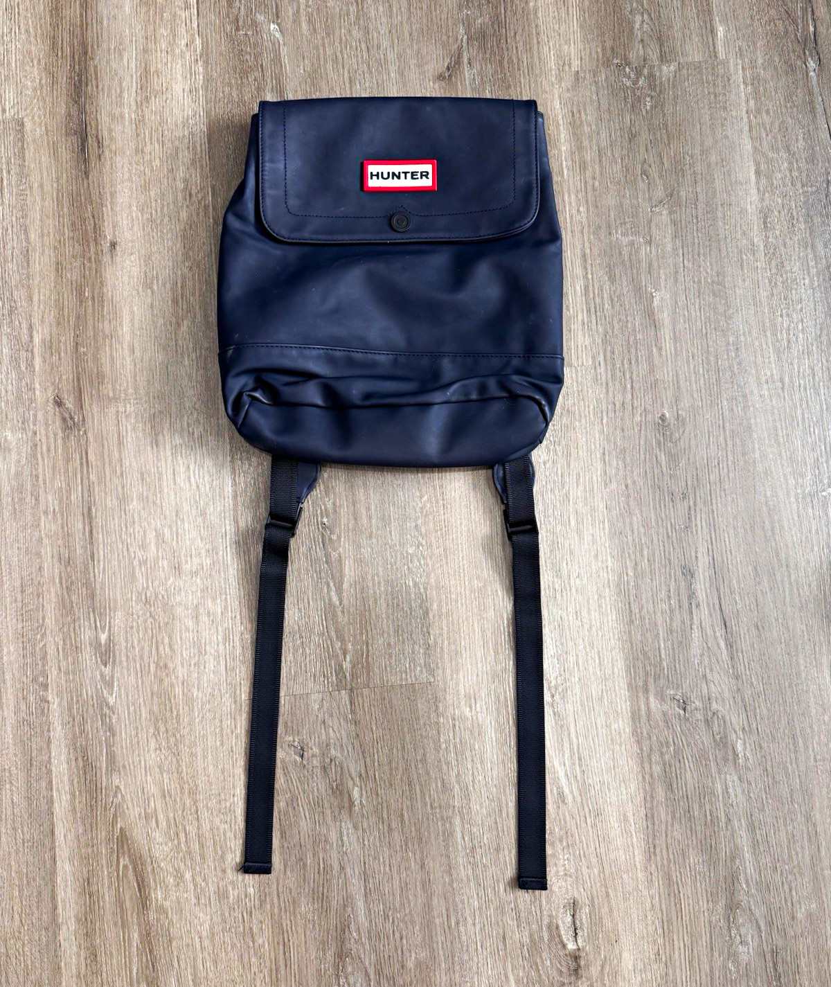 Hunter Original Waterproof Rubberized Backpack Navy Blue Roll Top Laptop Backpac