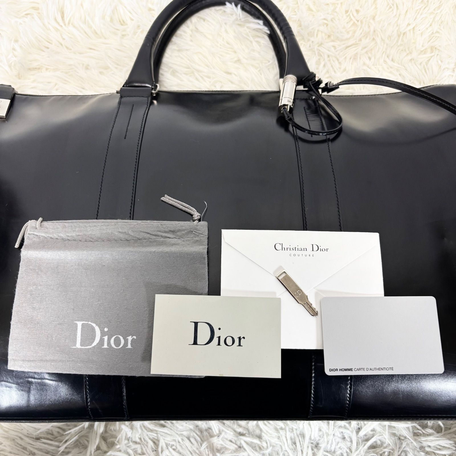 Christian Dior Leather Business Bag With Key Made in Italy From Japan