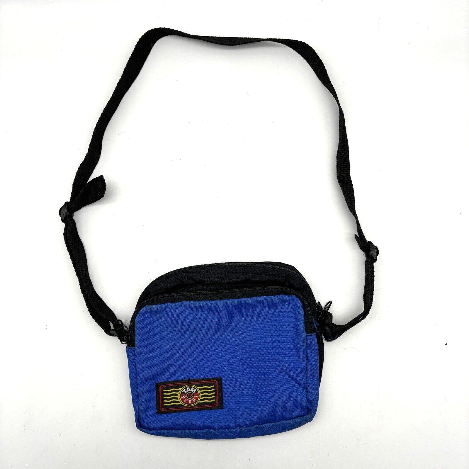 Vintage 80s Tam Sport Blue Nylon Zip Around Crossbody Belt Bag USA Made 7×7.5″