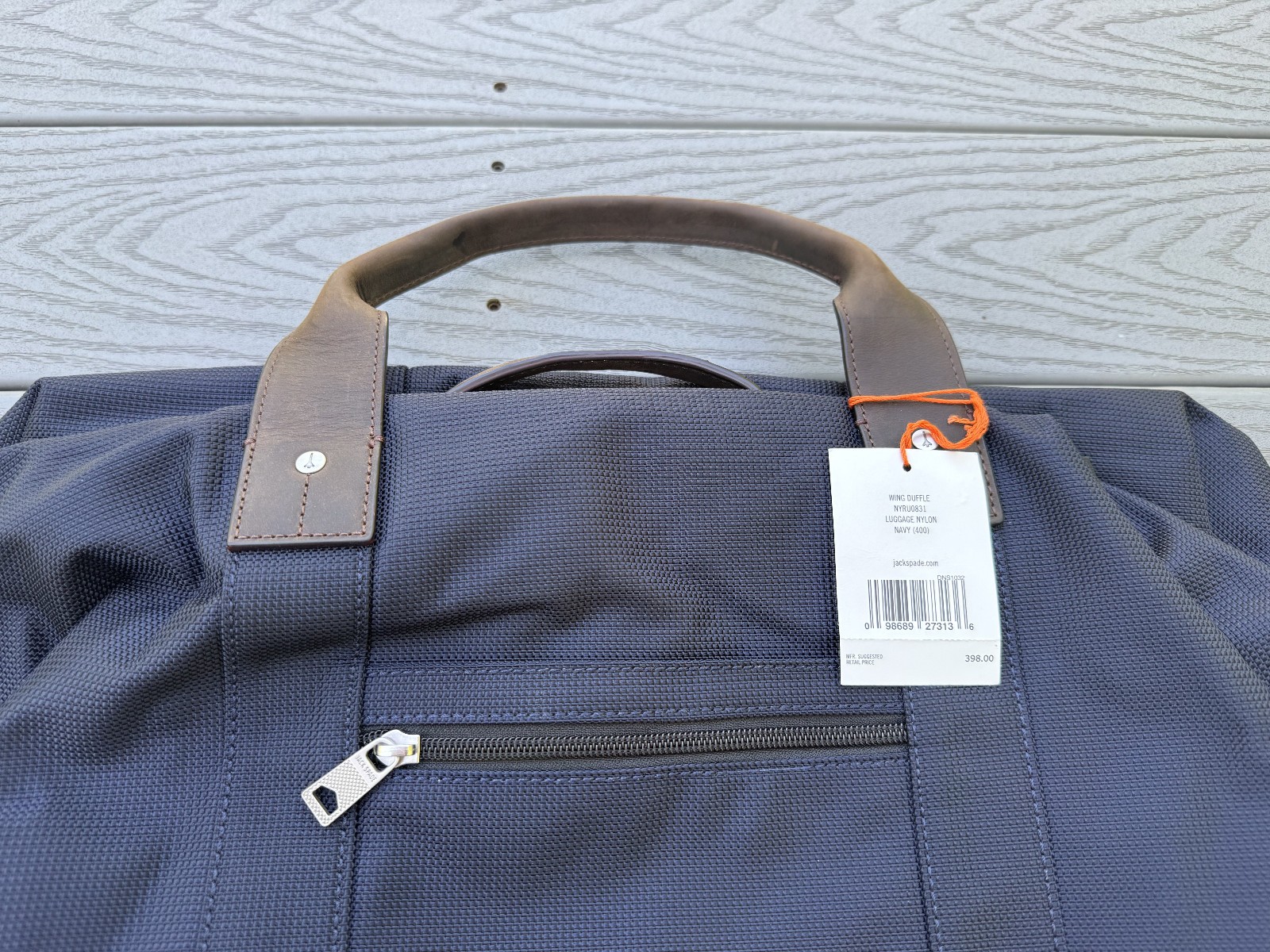 NEW JACK SPADE NAVY BLUE NYLON LEATHER WING DUFFLE BAG LUGGAGE NYRU0831 ORIG$398