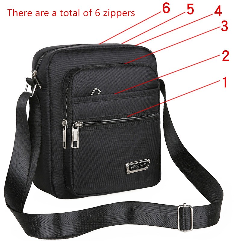 Men’s Shoulder Bag Casual Crossbody Bag Waterproof Fabric Multi Pocket Design