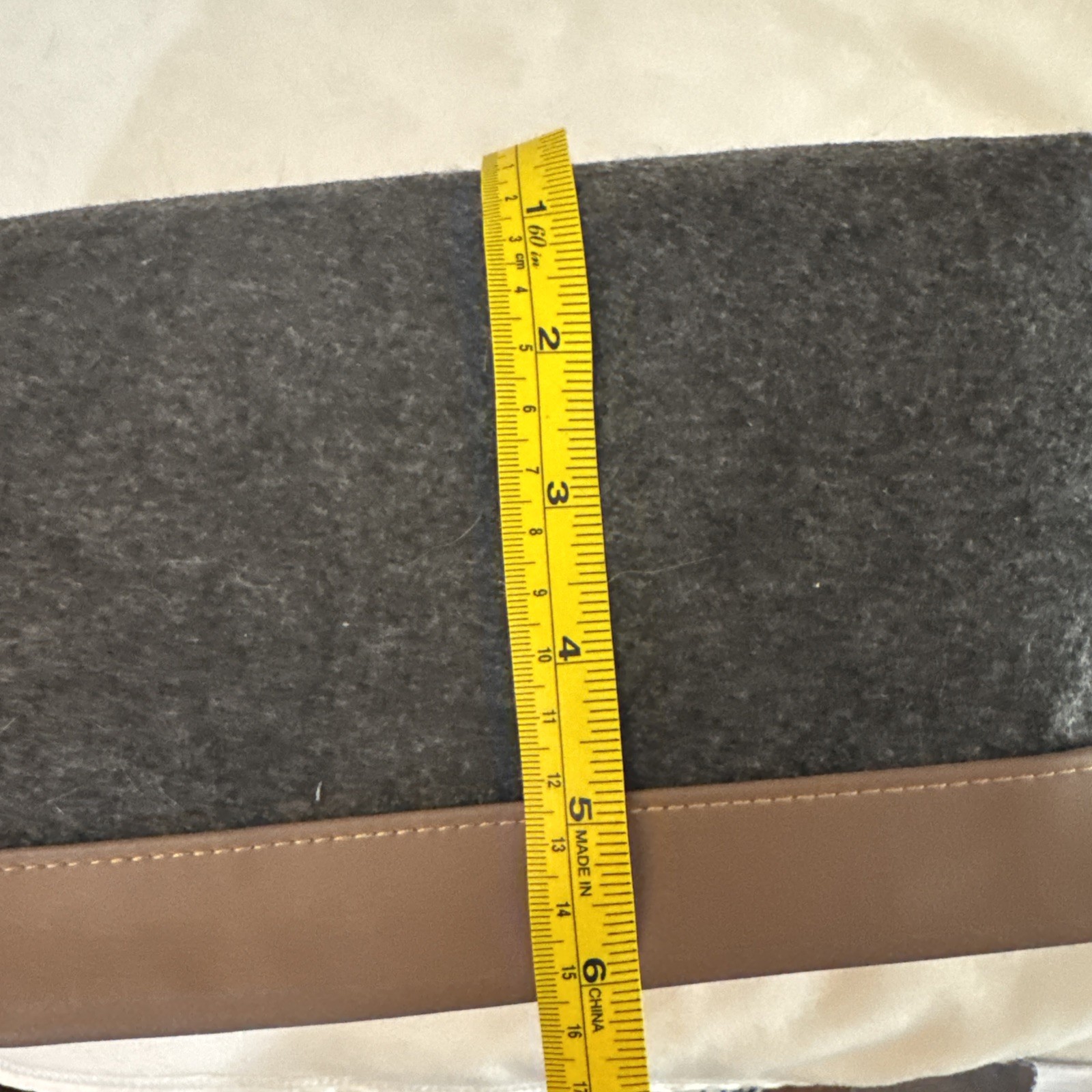 Felt Wool Canvas Faux Leather Dop Dopp Kit Gray Toiletry Travel Bag Makeup Pouch