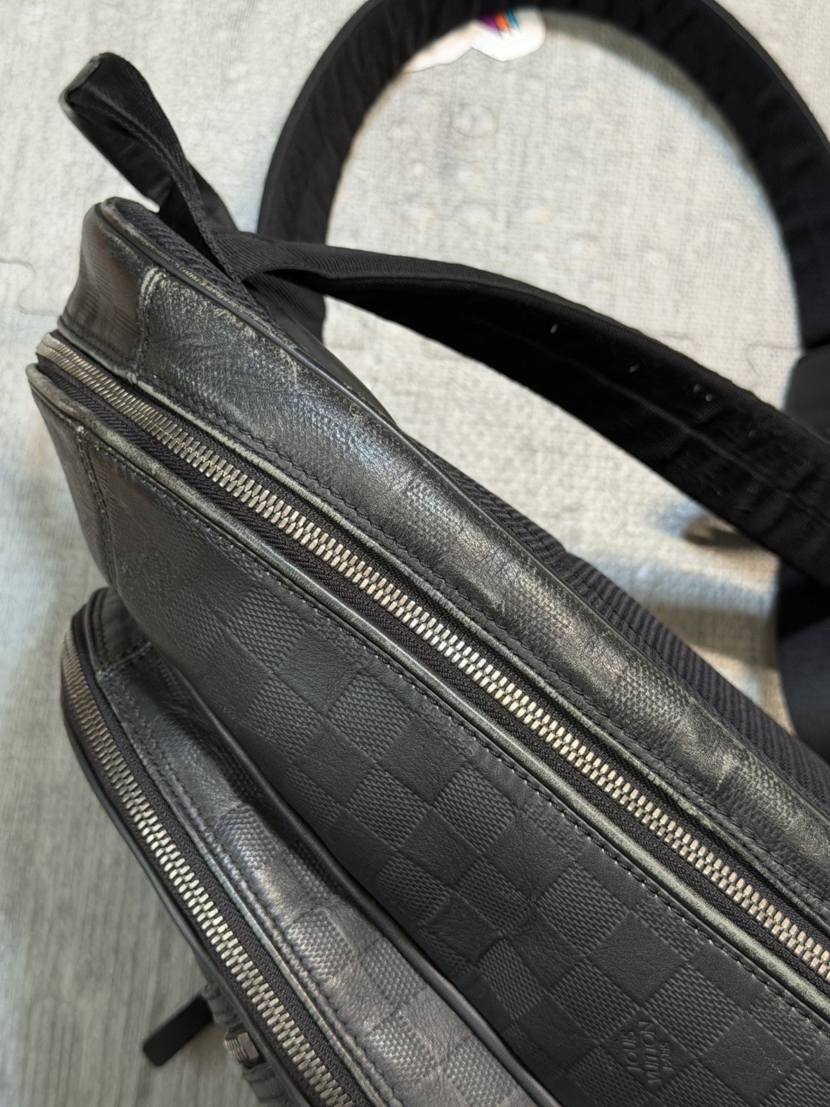 Louis Vuitton Michael NM Backpack Damier Infini Leather, Black, Worn