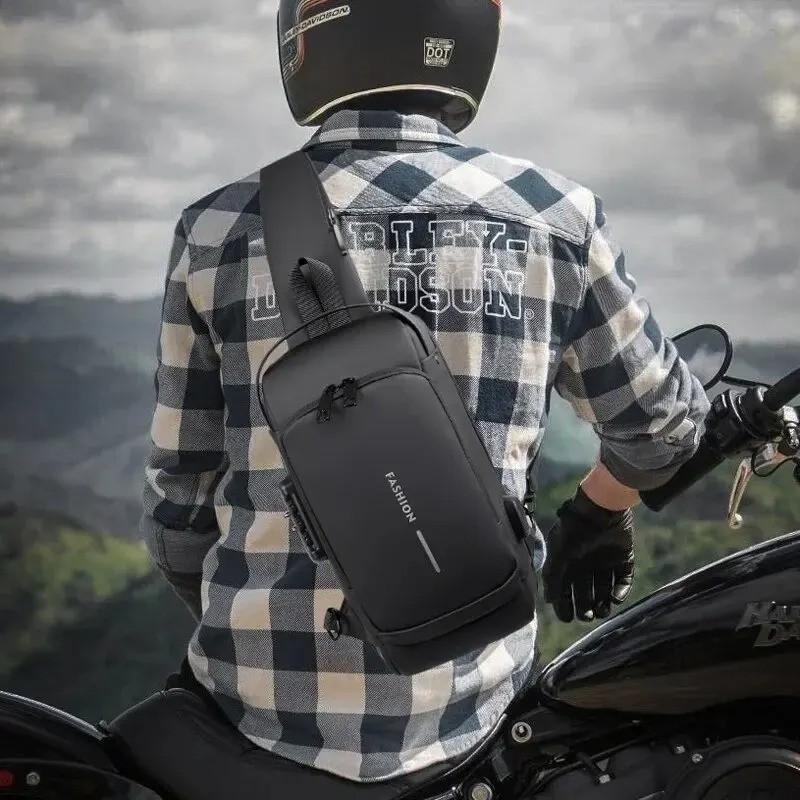 Men’s Sling Backpack Waterproof Anti-theft Shoulder Crossbody Chest Bag USB Port