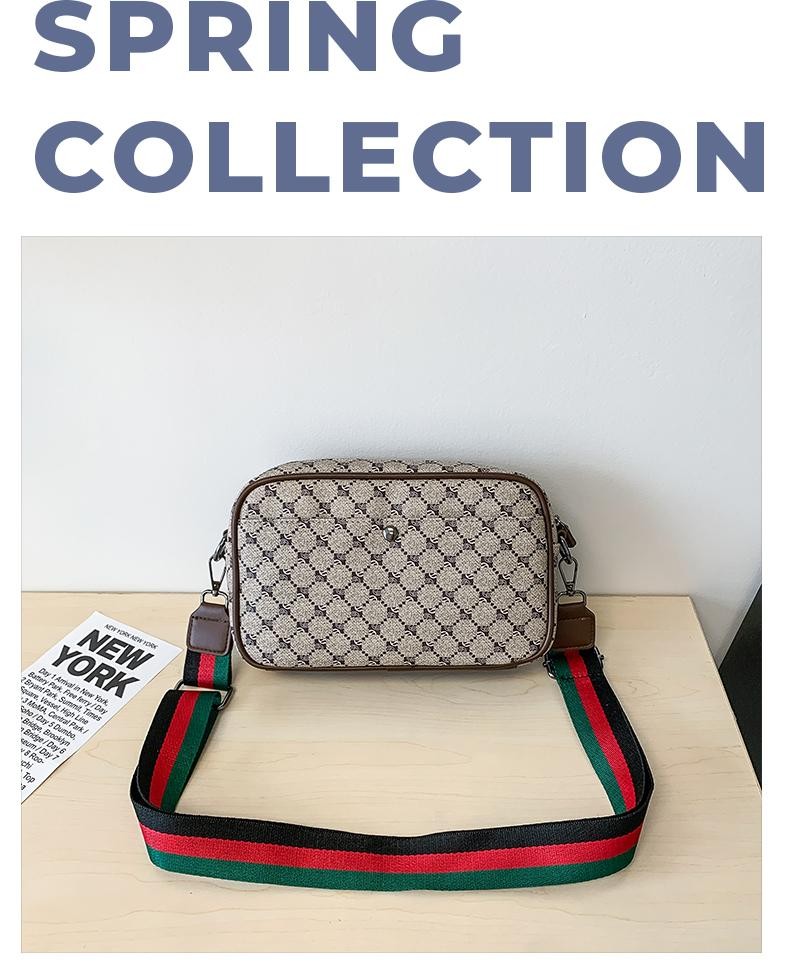 Casual Sling Bag Men PU Leather Messenger Crossbody Color Block Trendy Wide Stra