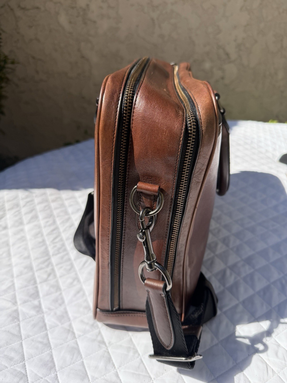 Coach Executive Metropolitan Slim Laptop Satchel Briefcase Cigar Brown Leather