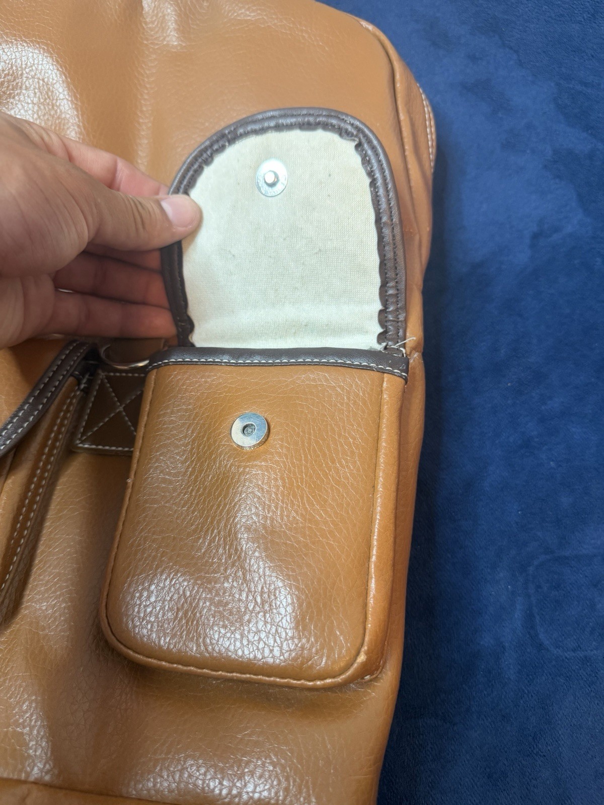 Vtg Y2K Apple Brown Leather Backpack Bag (Heart Logo) SEE PHOTOS!