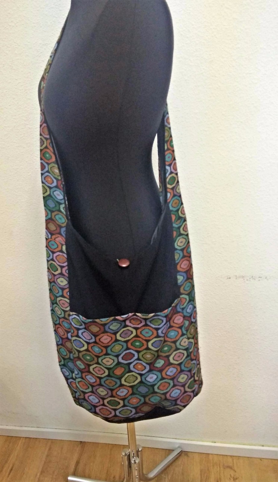 Crossbody bag Hand made button closure pocket on outside And inside Hippie Hobo