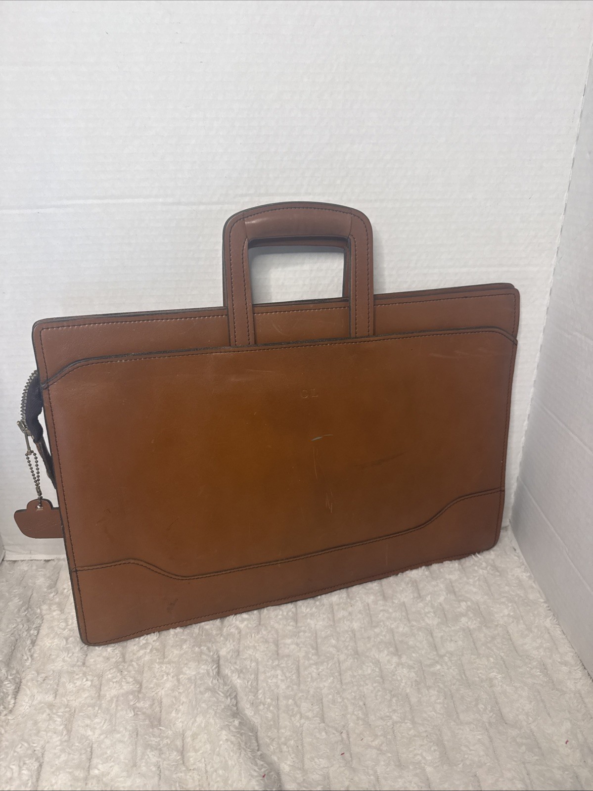 Vintage Schlesinger Brothers Leather Briefcase Attache Portfolio GL Monogram