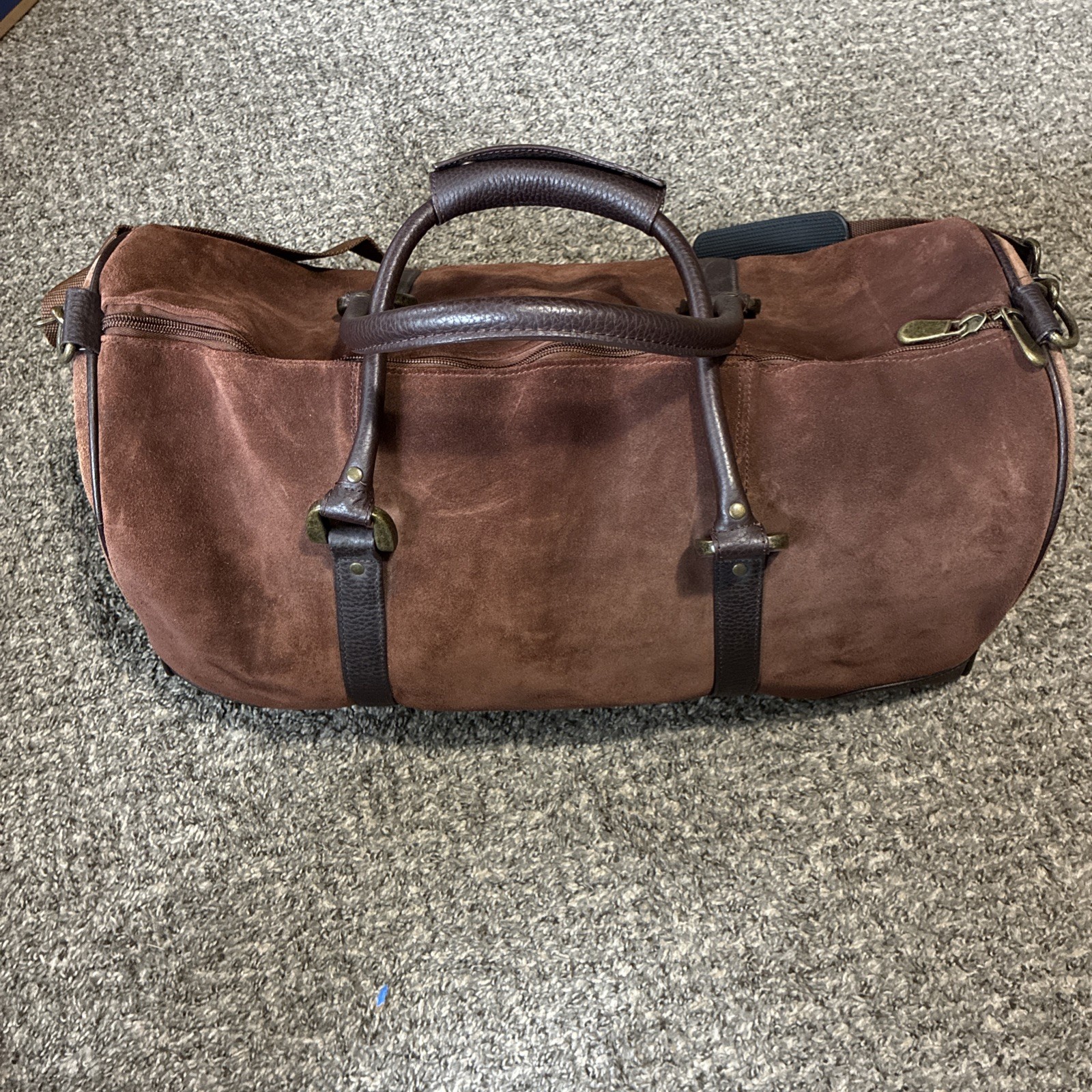 Vintage Marlboro Brown Suede Leather Duffle Travel Bag Guts Grit Gear Y2K