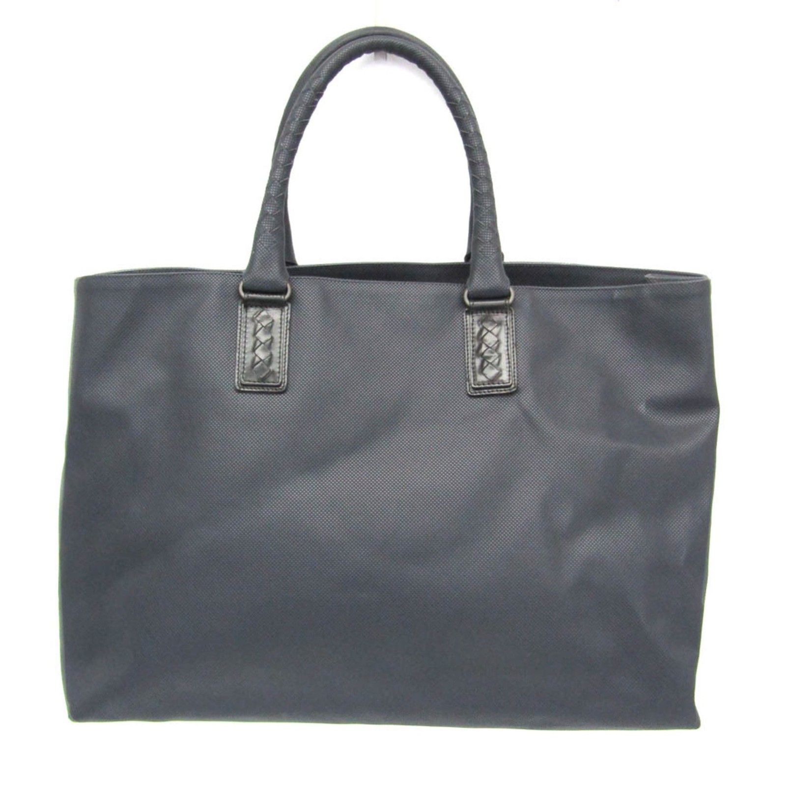 Bottega Veneta Marco Polo PVC Leather Tote Bag Black Navy Used