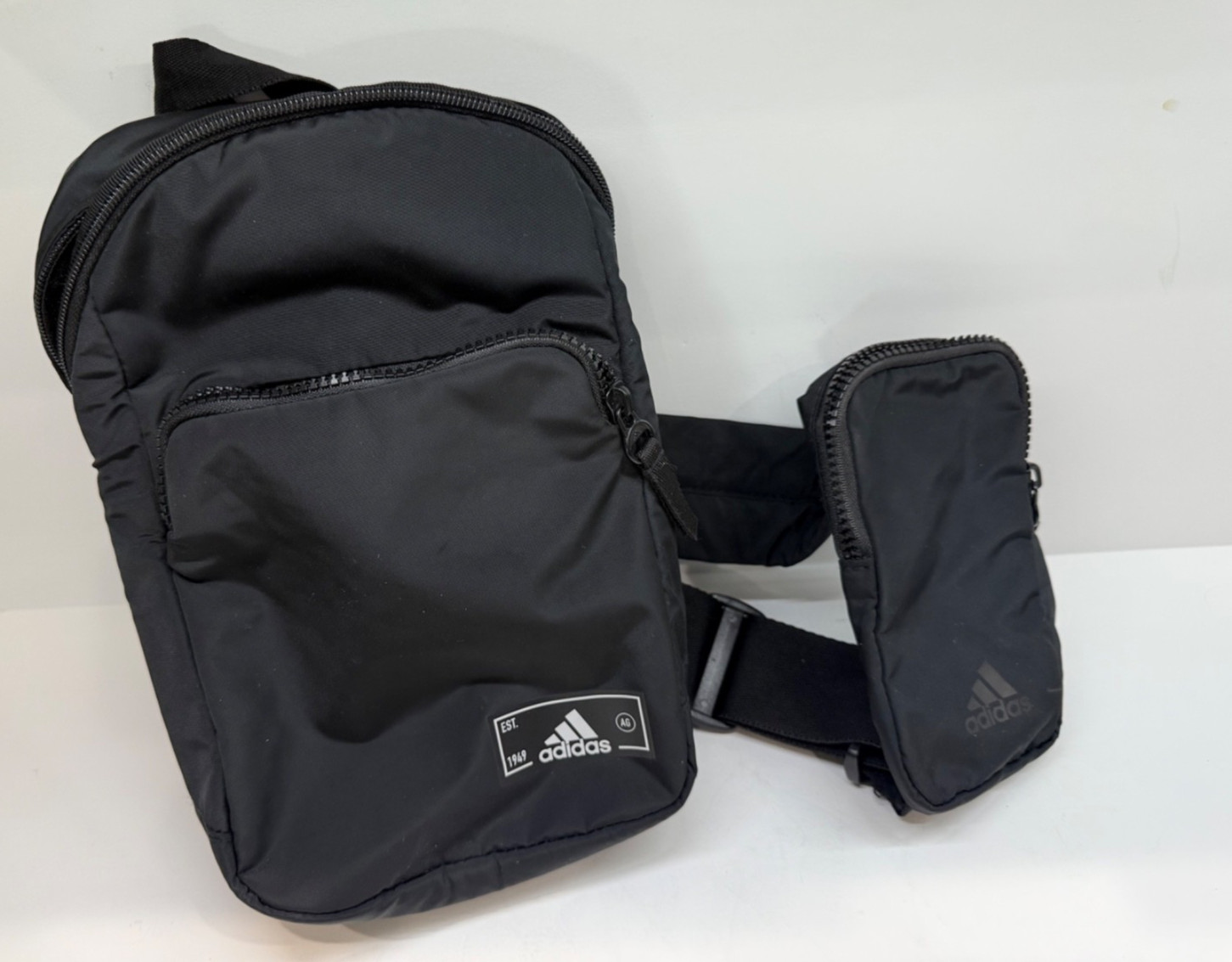 Adidas Unisex Essential 2 Sling Adjustale Strap Crossbody bag Black W/Pouch