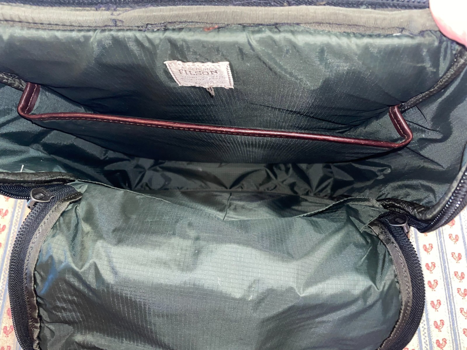 Filson Utilitarian Leather Accent Nylon Backpack repaired see description