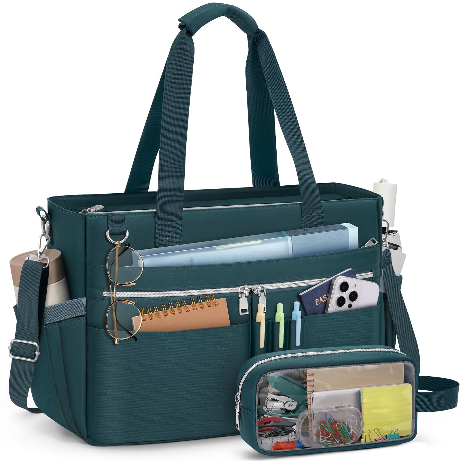 Dark Green Women 15.6 Inch Laptop Teacher Tote Briefcase Clutch Nurse Bag