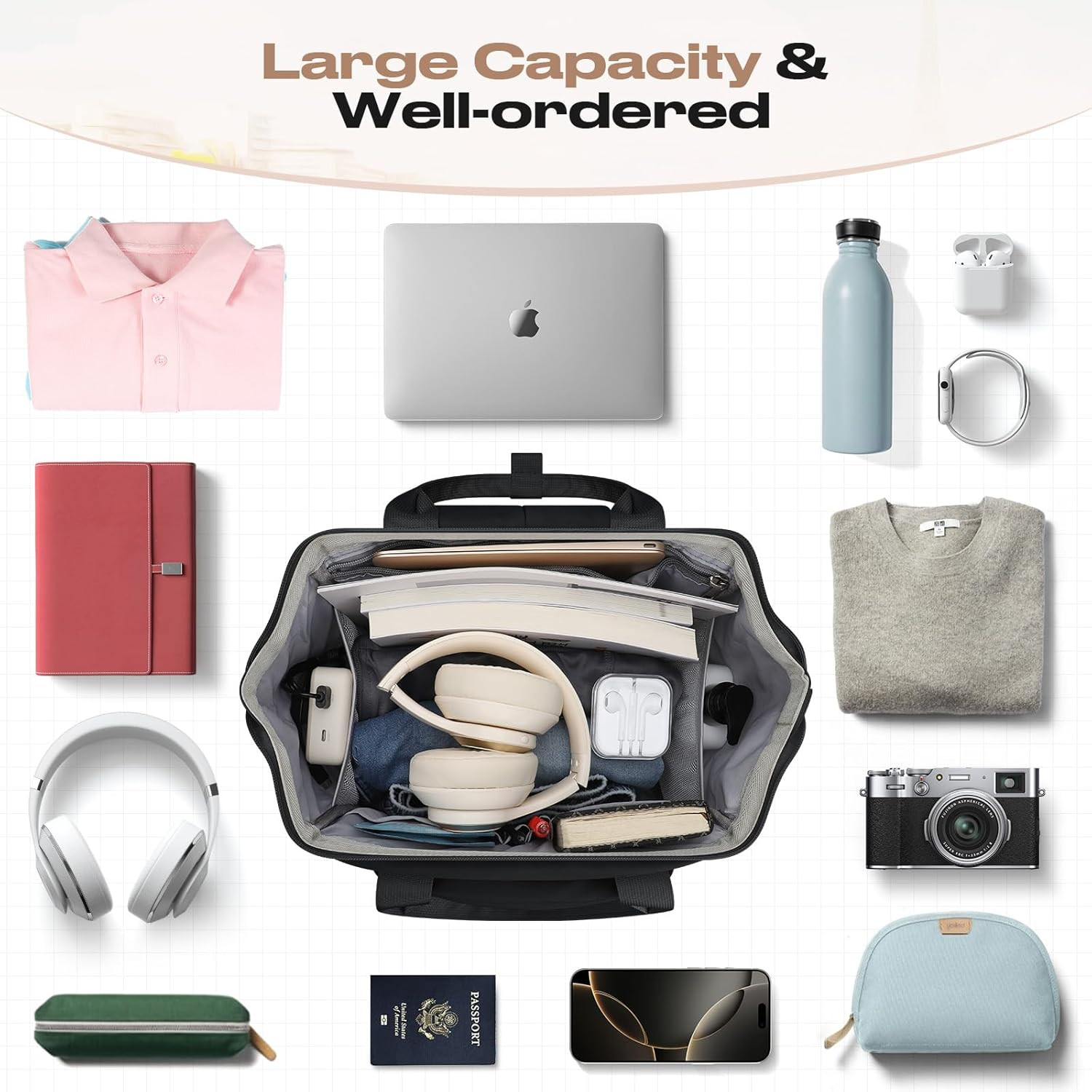 Versatile Travel Backpack with Insulated Lunch Box for 15.6-17.3″ Laptops