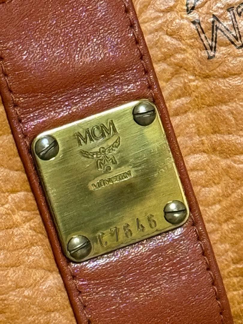 MCM Belt Bag Visetos Monogram Leather Cognac Brown Waist Pack Shoulder Crossbody