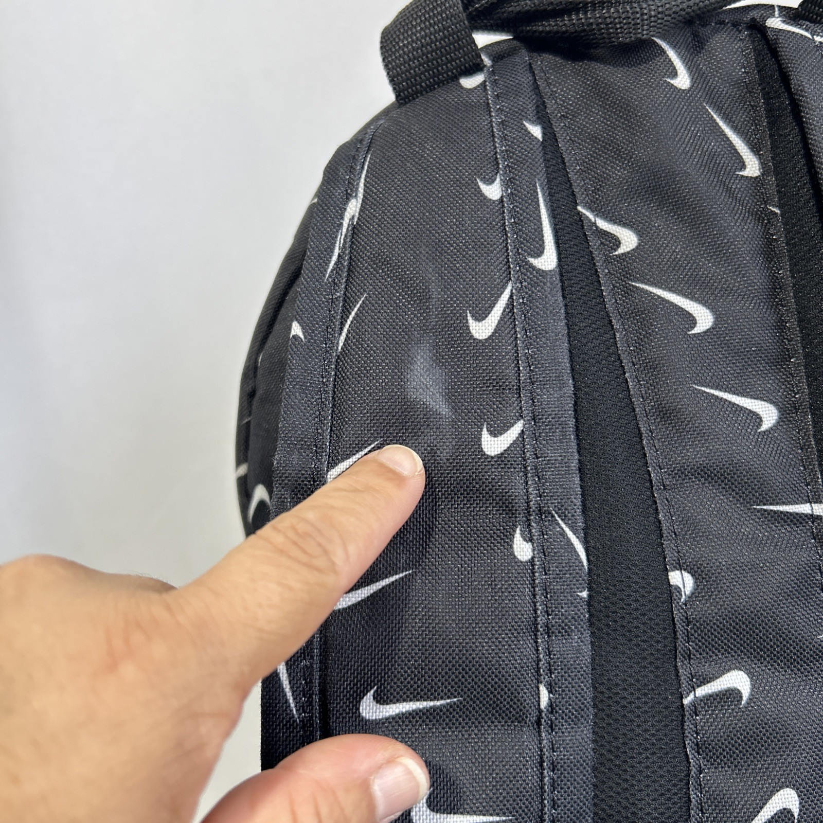 Nike Backpack Black White All Over Swoosh Print School Gym Bag