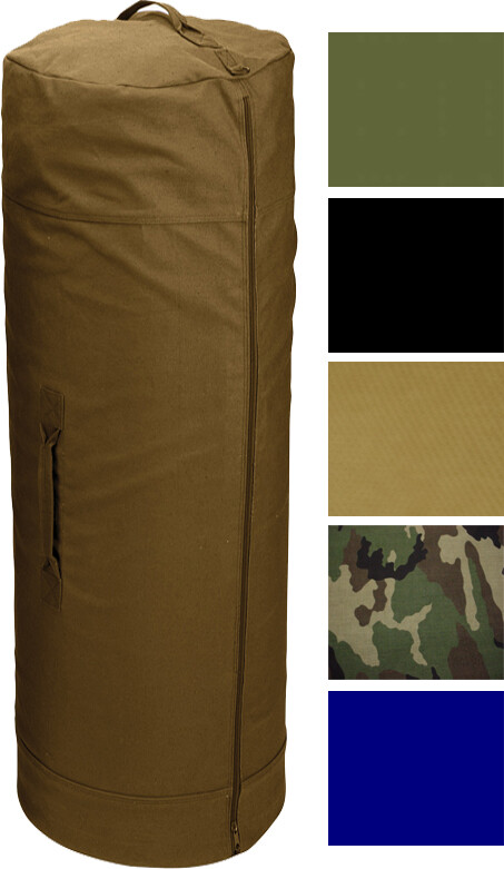 Rothco Side Zipper Duffle Bag Military Heavy Cotton Canvas Cargo Duffel Travel