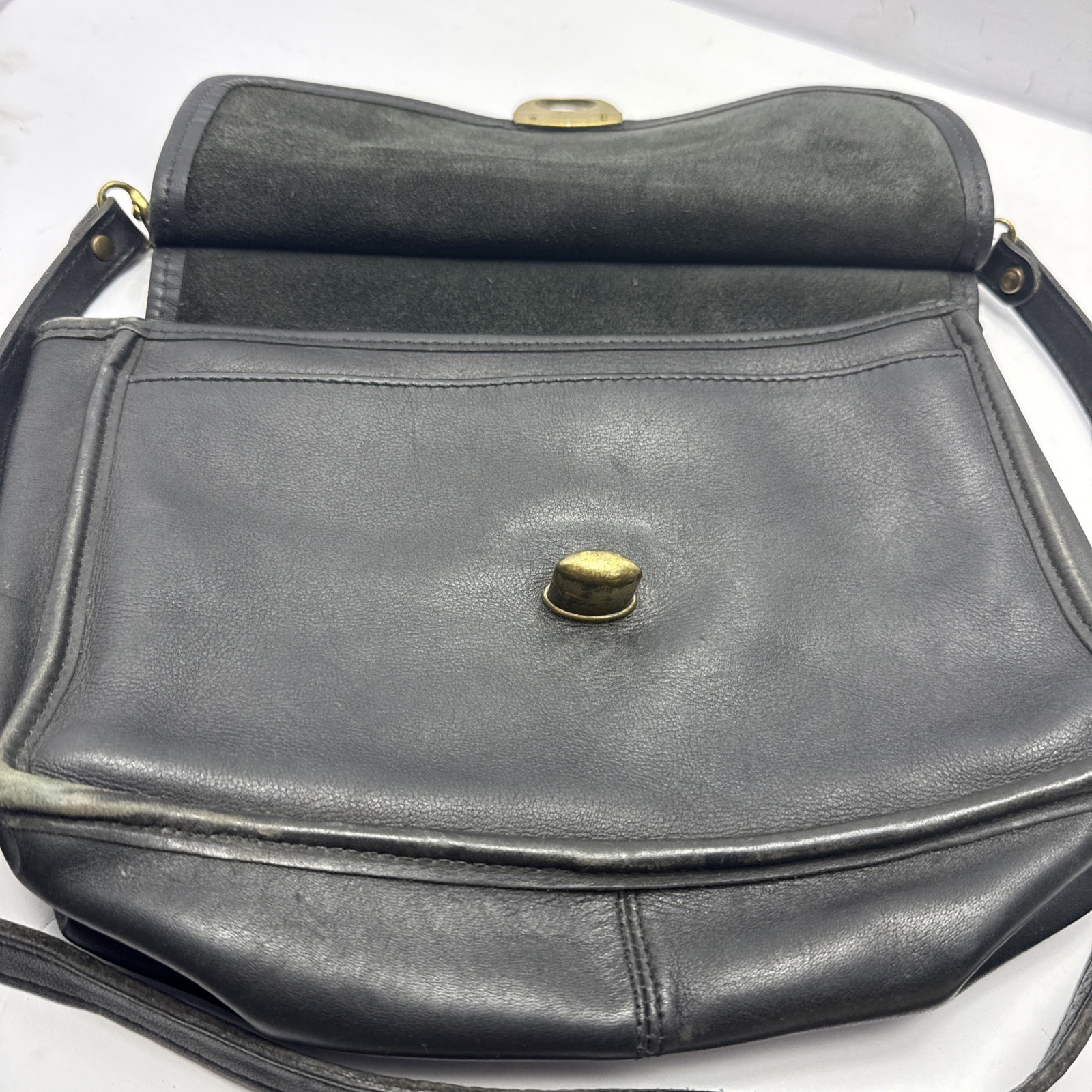 Jack Georges University Executive Black Leather Briefcase Messenger Bag Made USA